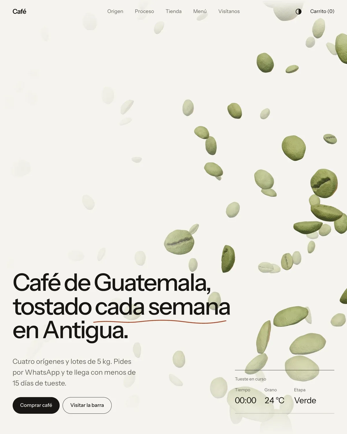 Captura del sitio de muestra Café