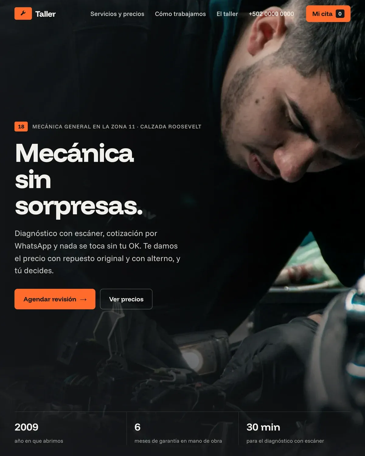 Captura del sitio de muestra Taller