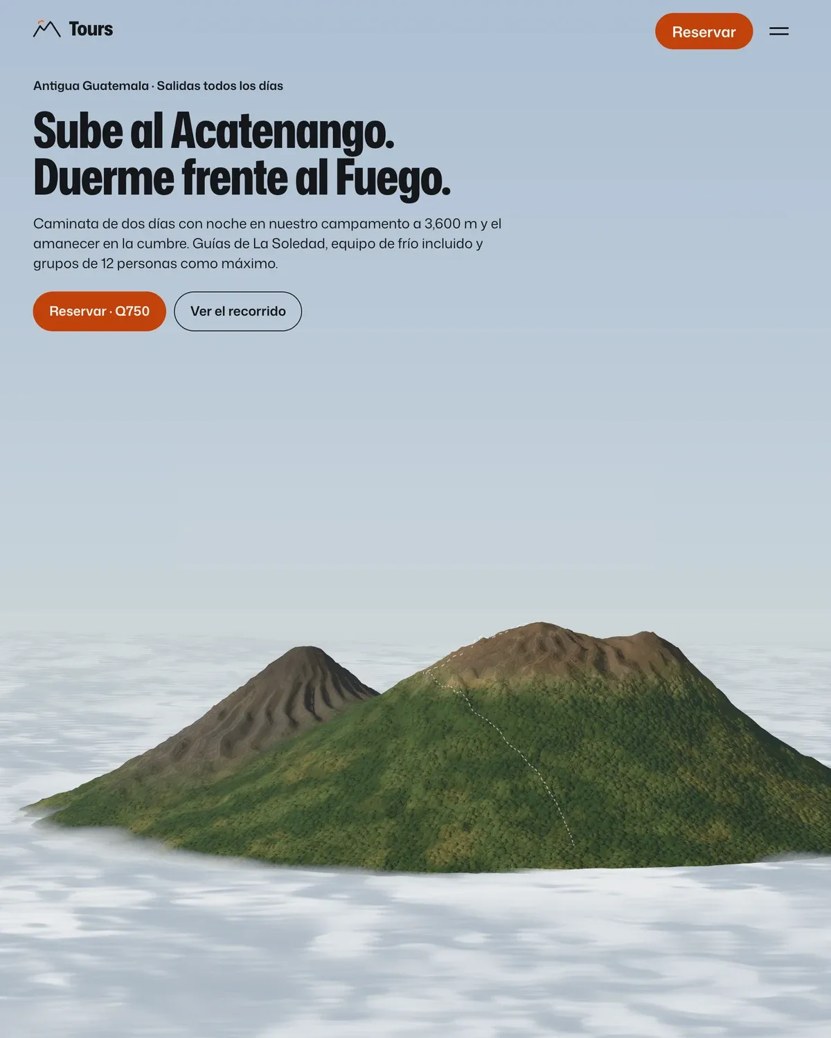 Captura del sitio de muestra Tours