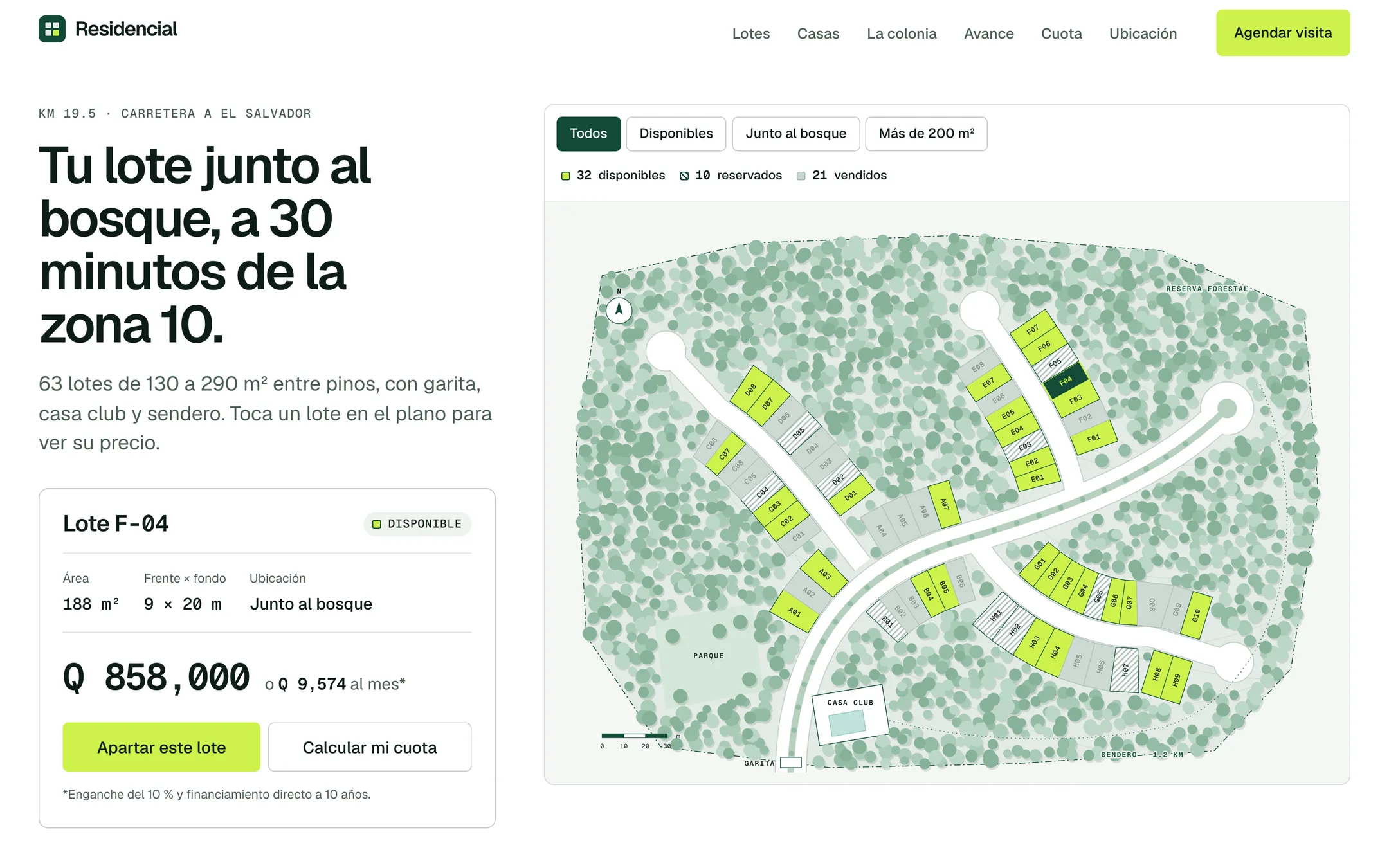 Captura del sitio de muestra Residencial