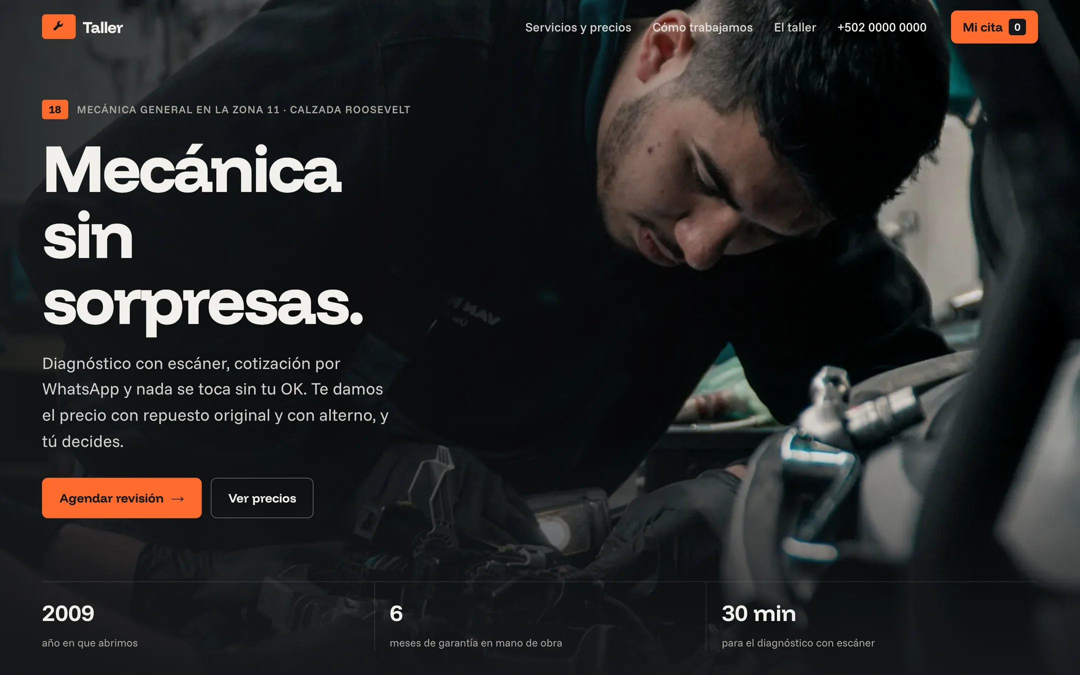 Captura del sitio de muestra Taller